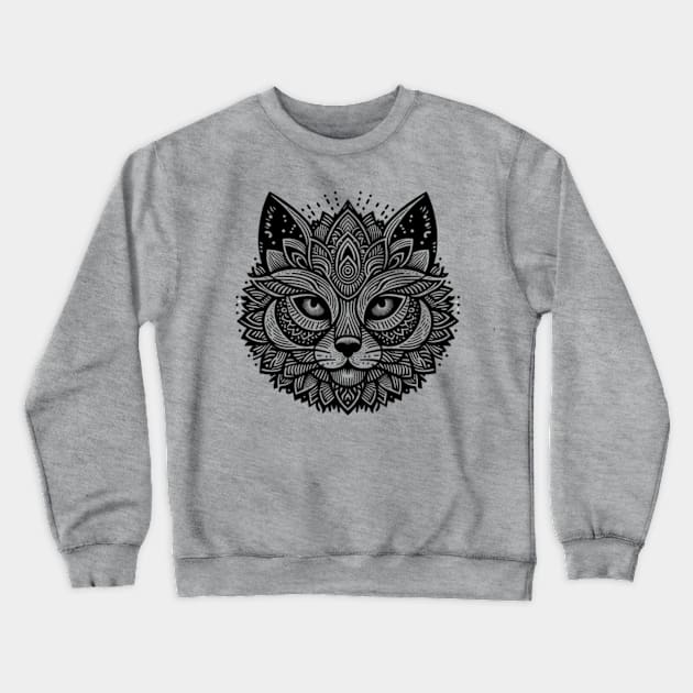 Mandala Cat Crewneck Sweatshirt by Desert Owl Designs